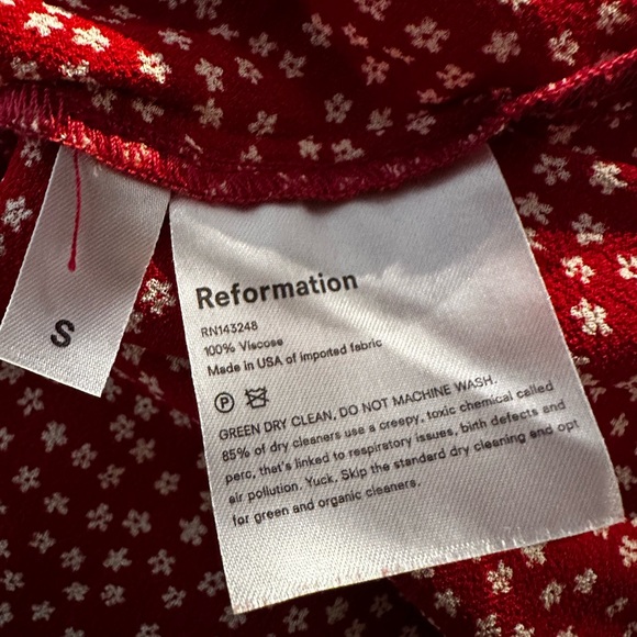 Reformation Red Floral Viscose Blouse Top Small - Picture 7 of 7